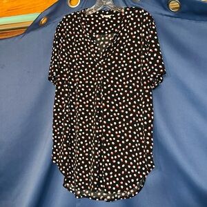 Cato top Size XL Black with white and red dots P2P 25”